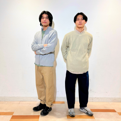 畦編みセーターコーデ